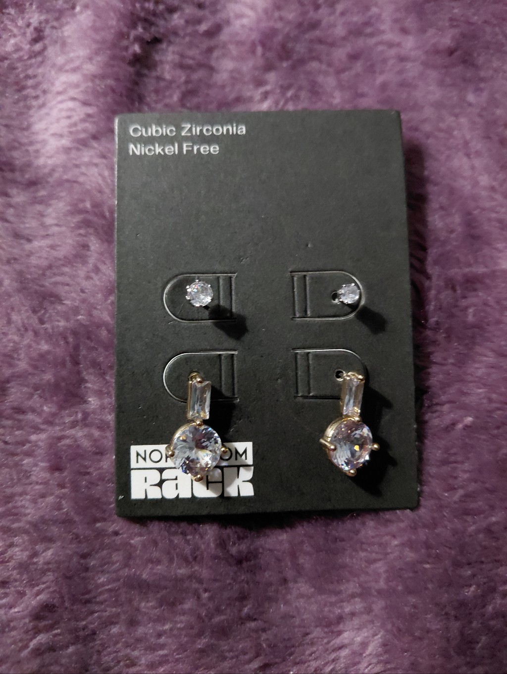 Nwt Nordstrom Rack Gold Tone Cubic Zirconia Drop Stud Earrings | Minimalist Cc — image 4 of 5